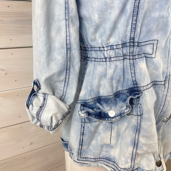 Charlotte Russe Blue White Bleached Denim Jacket - Picture 7 of 10
